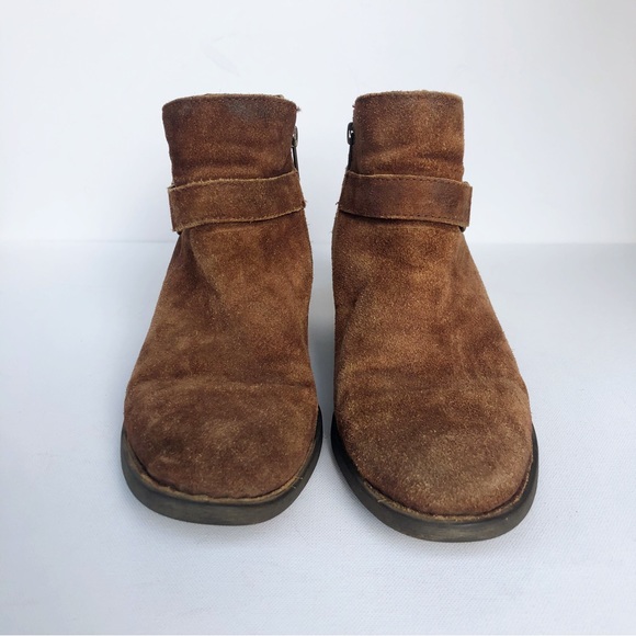 Born Adia Tabacco Distressed Rugged Suede Boots Womens 9.5 Leather Moto Ankle - Picture 3 of 12